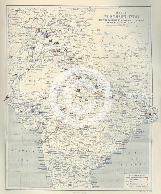 'Map of Northern India', 1901. Creator: John Bartholomew.