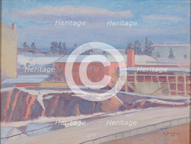 Winter cityscape, 1933. Creator: Emil Jankes.