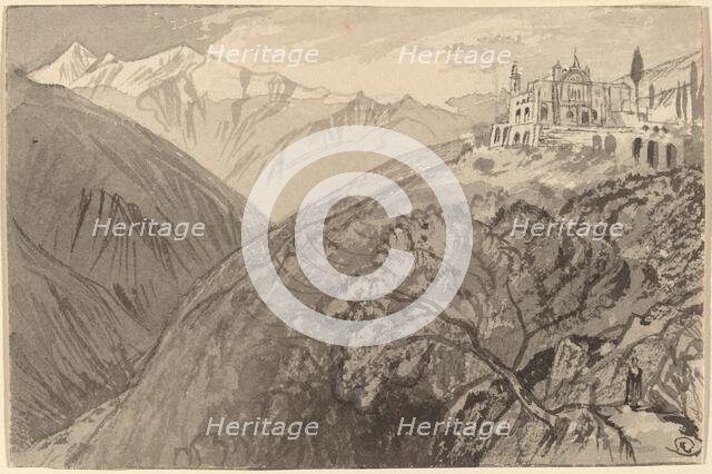 A Town on a Hilltop (Sanctuary of Lampedusa), 1884/1885. Creator: Edward Lear.