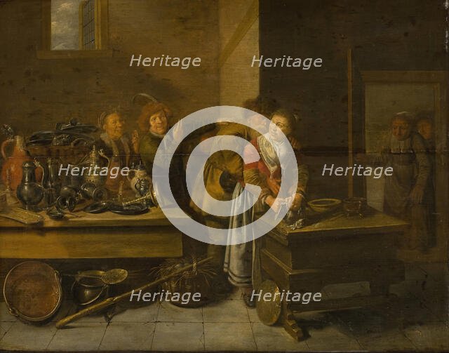 An uneasy couple; The old farmer caresses the cook's maid, 1625-1688. Creator: Jan Miense Molenaer.