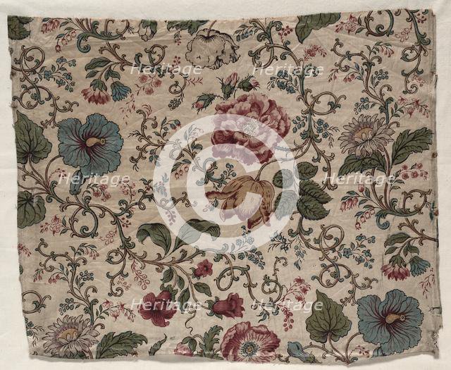 Woodblock Printed Chintz Fragment, 1833. Creator: Bannister Hall (British).