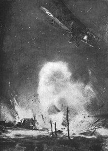 'Combat Aerien; La Guerre Aerienne sur le front Britannique; Bombardement de nuit a l'arriere..., 19 Creator: Joseph Simpson.