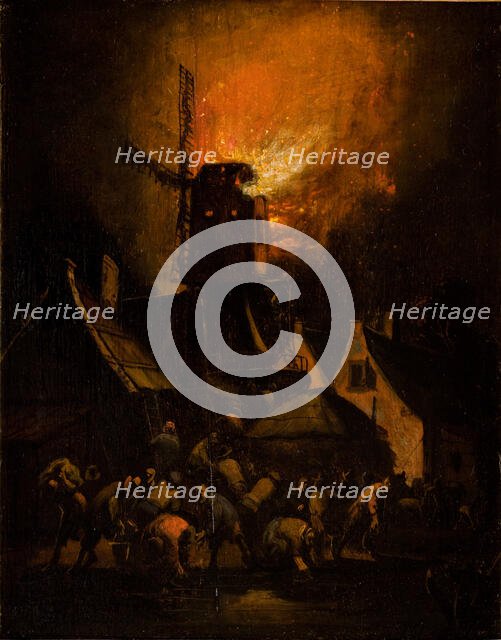 Windmill Fire, between 1654-1664. Creator: Egbert van der Poel.
