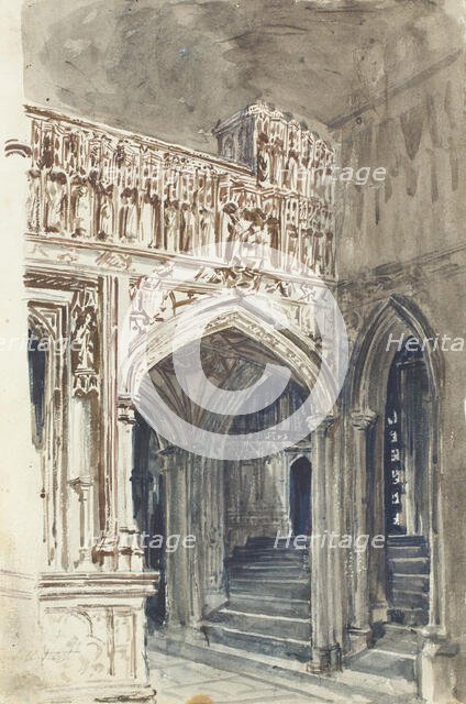 Church interior, possibly Westminster Abbey, c1830-1880. Creator: Solomon Alexander Hart.