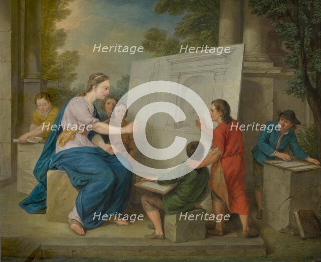 Instruction in Perspective, 1761. Creator: Cornelis Joseph d'Heur.