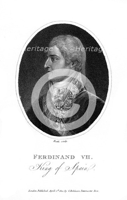 Ferdinand VII, King of Spain, 1810.Artist: Heath