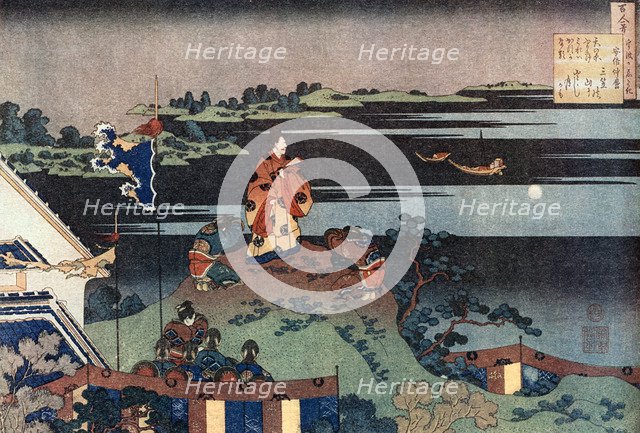 'The Exiled Poet Nakamaro (Abe no Nakamaro)', c1838.Artist: Hokusai