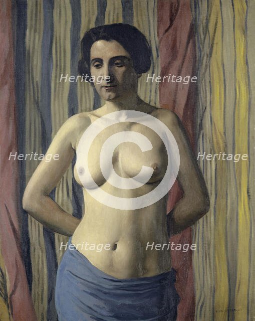 Nude with Blue Sash, 1922. Creator: Vallotton, Felix Edouard (1865-1925).