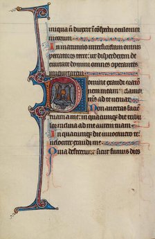 Initial D: A Pelican Feeding Her Young; Bute Psalter, text and illumination about 1285. Creator: Bute Master.