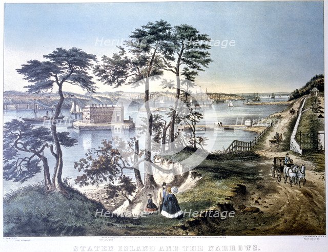 'Staten Island and the Narrows', New York, USA, c1834-c1876. Artist: Frances Flora Bond Palmer