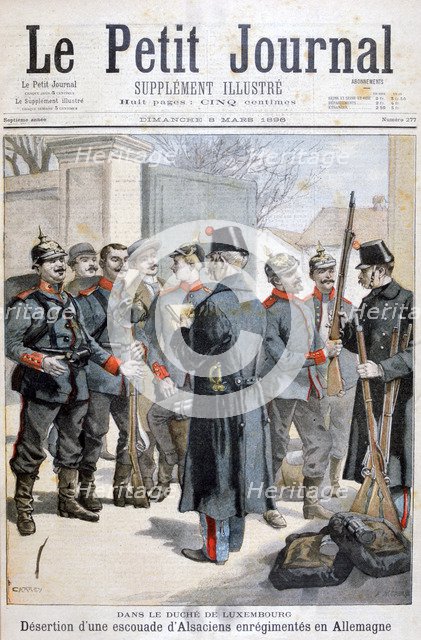 Desertion of an Alsatian squad enlisted in Germany, Duchy of Luxembourg, 1896. Artist: Georges Carrey