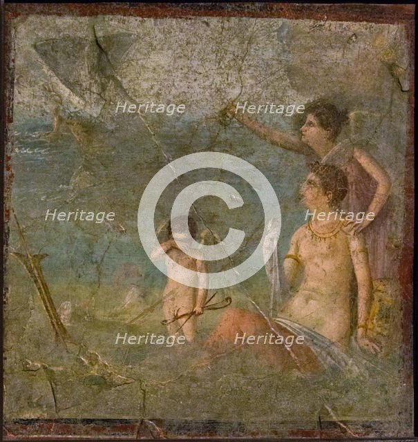 Ariadne and Theseus , 1st H. 1st cen. AD. Creator: Roman-Pompeian wall painting.