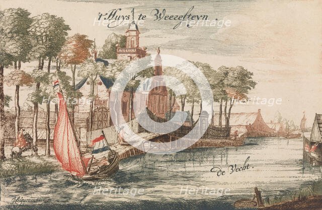 't Huys Weeresteyn by the river Vecht' in: Tooneel Der Voornaamste Nederlands Huizen, En ..., n.d.. Creator: Johannes Leupenius.