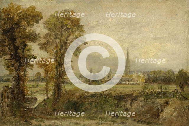 Distant View Of Salisbury Cathedral, 1821. Creator: John Constable.