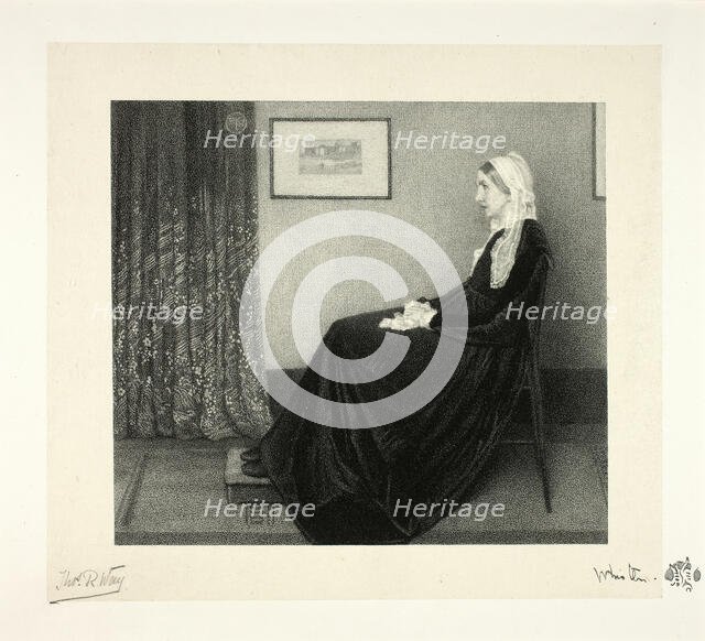 Arrangement in Grey and Black: Portrait of the Artist's Mother, after Whistler, 1892. Creator: Thomas Robert Way.