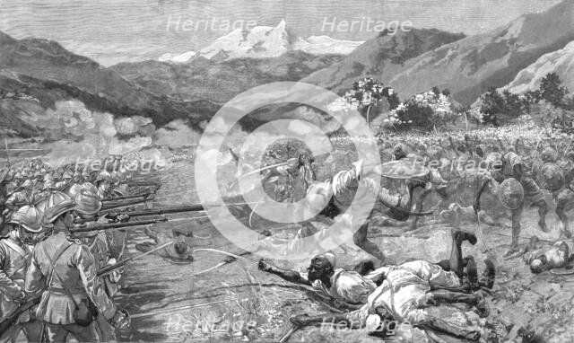 ''The Black Mountain Expedition, Western Himalayas; Ghazi Fanatics Charging the 18th Royal Irish at  Creator: Unknown.