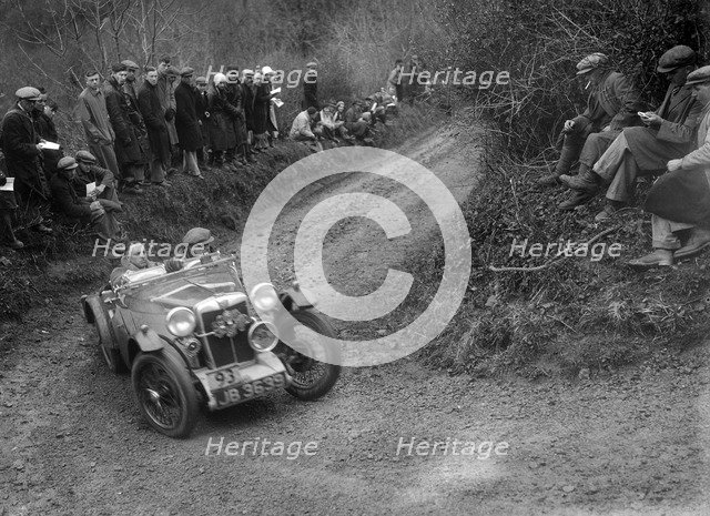 MG PA of RA MacDermid of the Cream Cracker Team competing in the MCC Lands End Trial, 1935. Artist: Bill Brunell.