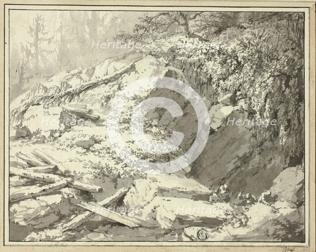 Mountainside with Fallen Tree, n.d. Creator: Friedrich Wilhelm Gmelin.