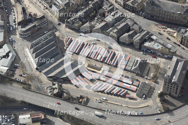 The Market Hall and outdoor market, Dewsbury, Yorkshire, 2019. Creator: Historic England.