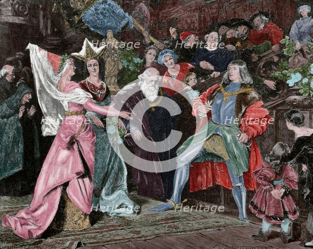 Emperor Maximilian I requesting the hand of Mary of Burgundy, (19th century).  Creator: Wollerman.