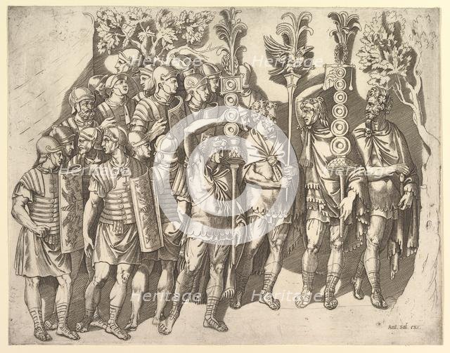 Speculum Romanae Magnificentiae: A Roman Legion (from Trajan's Column), 16th century. Creator: Marco Dente.