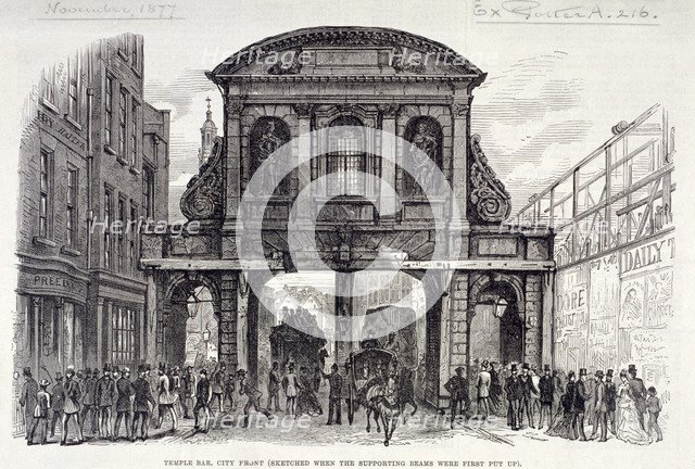 Temple Bar, London, 1877. Artist: Anon