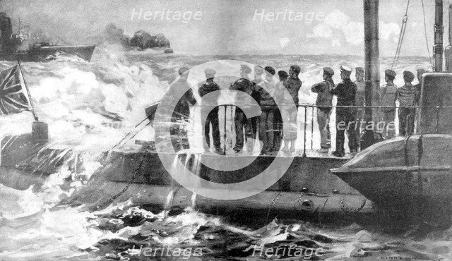 British submarine E-13 in the Baltic to assist the Russians, World War I, 1915. Artist: Unknown