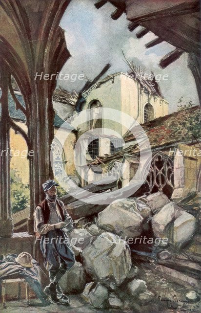 'The Cloister and Cathedral of Verdun', France, June 1916, (1926).Artist: Francois Flameng