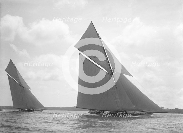 The 19-metre class 'Octavia' (C2) & 'Mariquita' racing close-hauled. Creator: Kirk & Sons of Cowes.