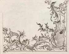 Design for the Decoration of the Lower Right Corner of a Ceiling, Plate 4 f..., Printed ca. 1750-56. Creator: Carl Pier.