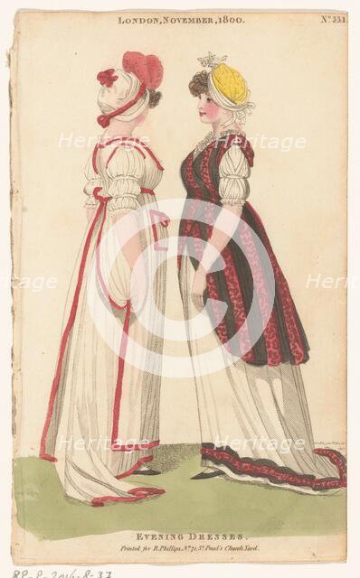 Magazine of Female Fashions of London and Paris, London, November, 1800, No. 33.1: Evening..., 1800. Creator: Unknown.