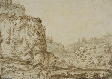 Rocky landscape with ruins and a mountain village. Creator: Jan Symonsz. Pynas.