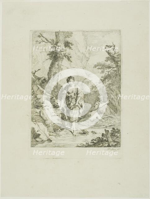 Three Female Bathers, Two in the Water, the Third Getting in by Herself, 1742/89. Creator: Johann Heinrich Tischbein.