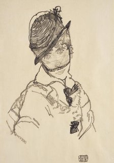 Edith with hat and face veil, 1915. Creator: Schiele, Egon (1890-1918).