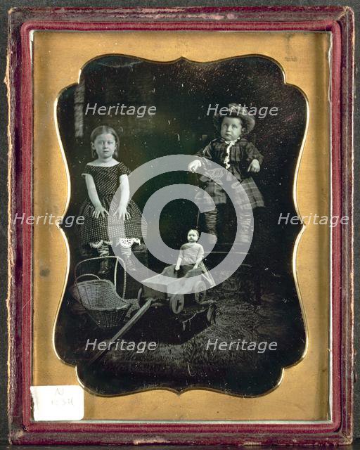 Two Children with Toys, c. 1855. Creator: Unidentified Photographer.