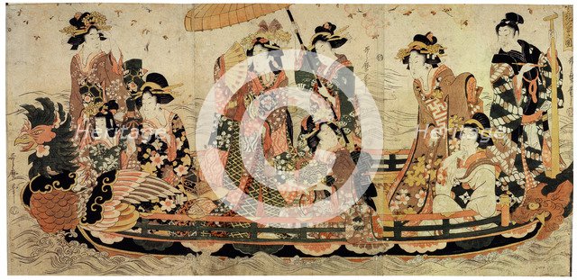 'Cherry Blossom Viewing (Hanami)', early 19th century(?).  Artist: Kitagawa Utamaro II