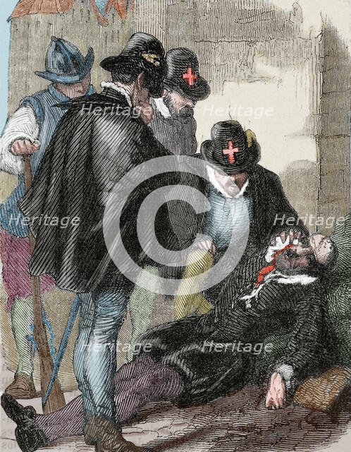 Assassination of admiral Gaspard II de Coligny (1519-1572), St Bartholomew's Day massacre, 1572. Creator: Unknown.