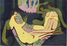 Nudes in the Forest, small version , 1933-1934. Creator: Kirchner, Ernst Ludwig (1880-1938).