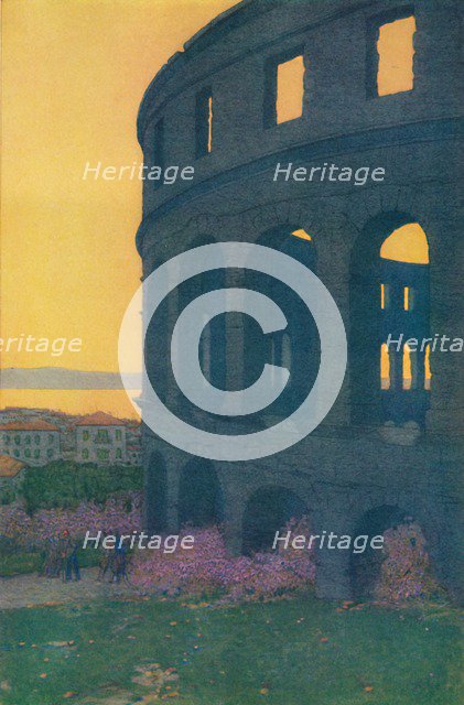 'The Roman Amphitheater at Pola', 1913. Artist: Jules Guerin.