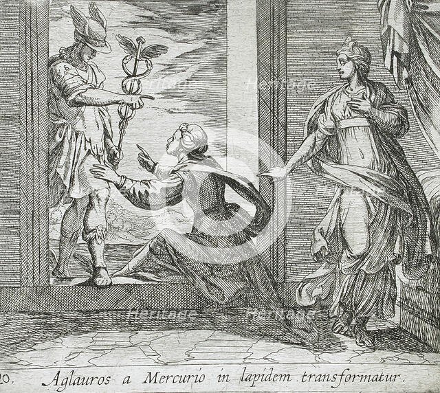 Mercury Turning Aglauros to Stone, published 1606. Creators: Antonio Tempesta, Wilhelm Janson.