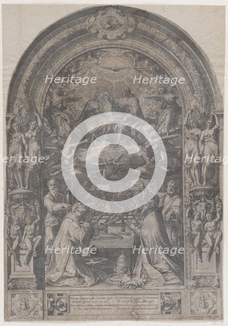 The Coronation of the Virgin with St Lawrence, St Paul, St Peter and St Sixtus, 1576. Creator: Cornelis Cort.