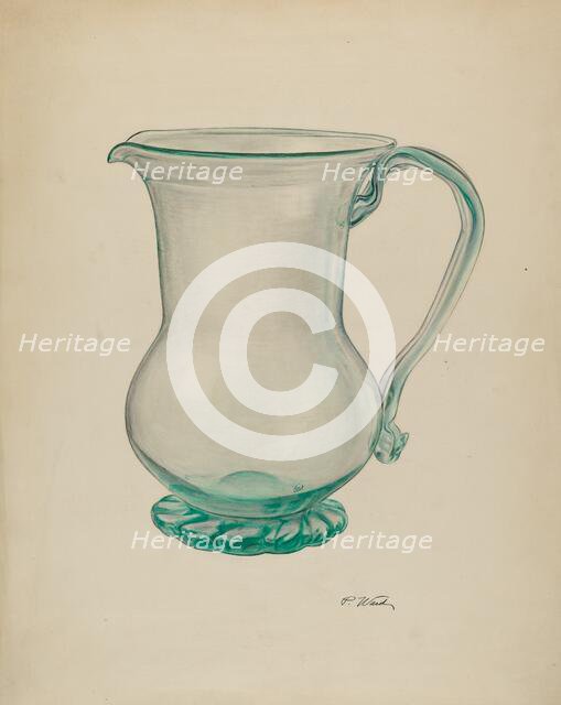 Glass Water Pitcher, c. 1940. Creator: Paul Ward.