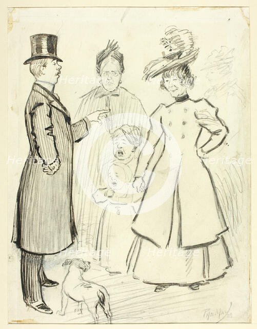 Humorous Scene of London Life in the East End, 1889. Creator: Philip William May.