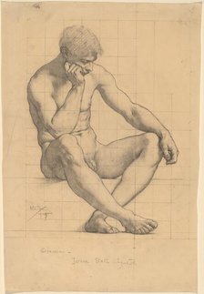 Seated Male Nude: Study for "Science" - Iowa State Capitol, 1905. Creator: Kenyon Cox.