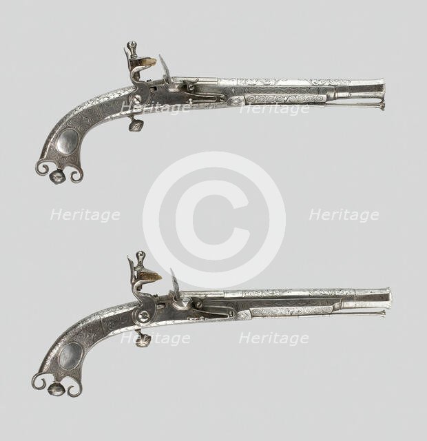 Pair of Flintlock Pistols, Scotland, 1750/75. Creator: Unknown.