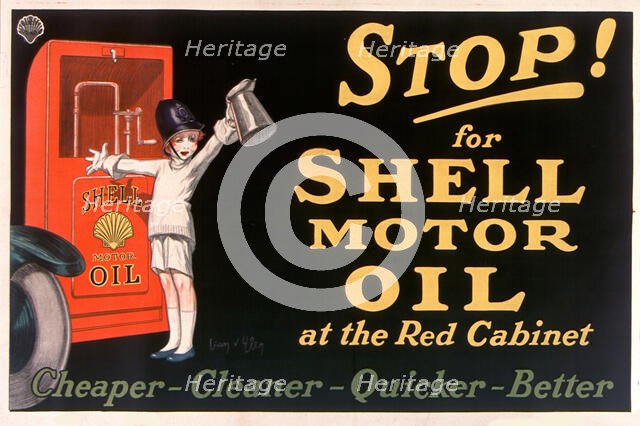 Stop! for Shell motor oil at the Red Cabinet , 1926. Creator: D'Ylen, Jean (1886-1938).