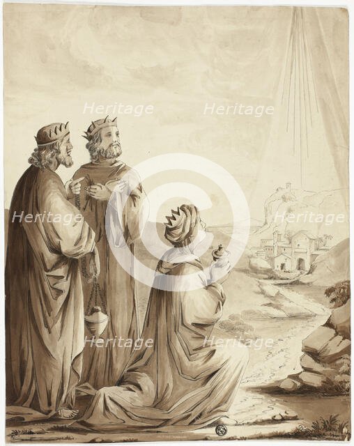 The Three Magi Pointing to the Star of Bethlehem, n.d. Creator: Unknown.