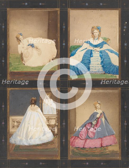 [Variations on the "Elvira" and "Ritrosetta" Dresses], 1861-67. Creator: Pierre-Louis Pierson.