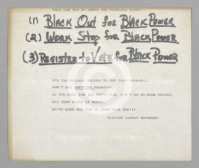 Flier for the Madison County Movement, 1966. Creator: Unknown.