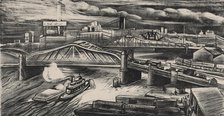 Harlem River Bridges, ca.1935 - 1943. Creator: Elizabeth Olds.